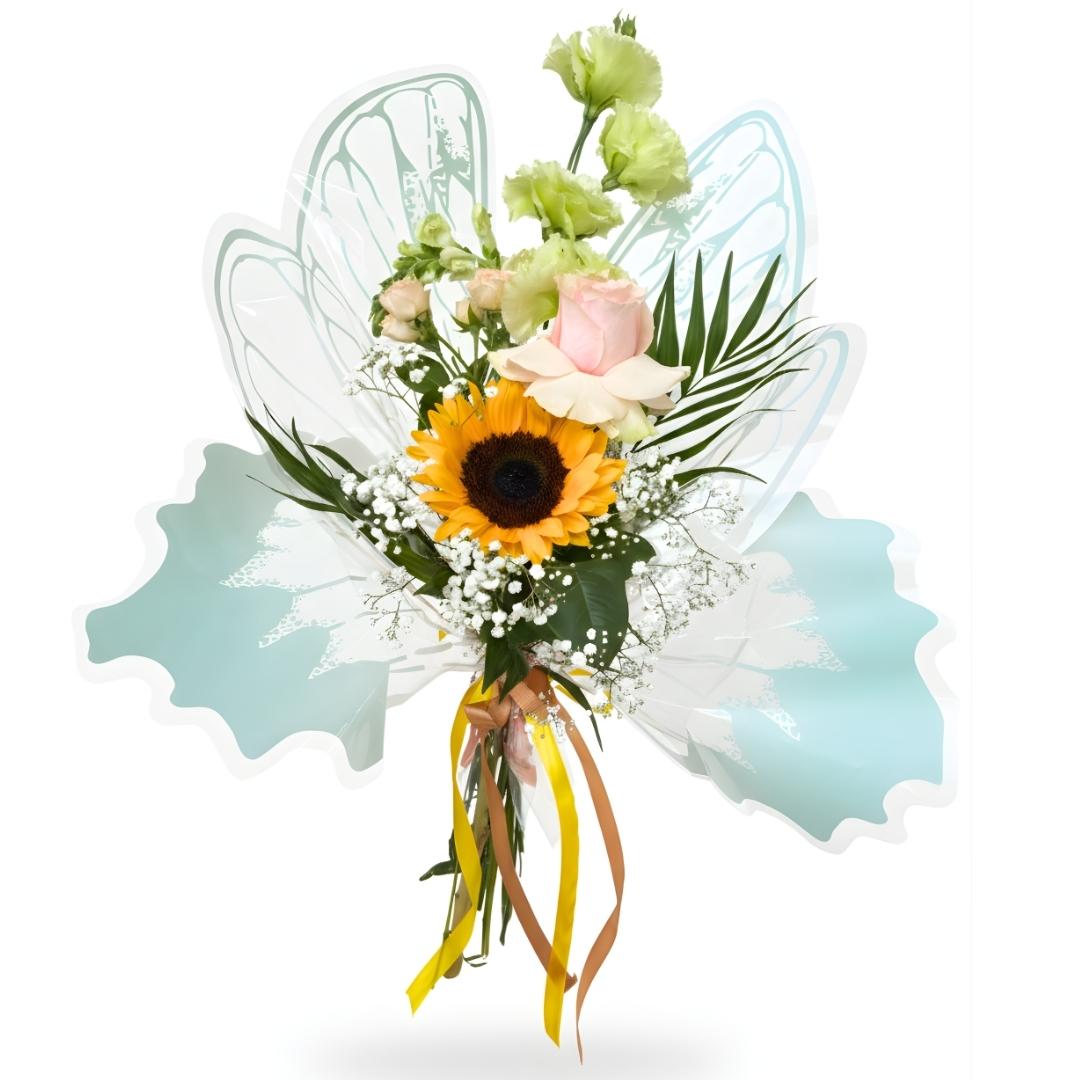Buchet cu floarea soarelui în formă de fluture