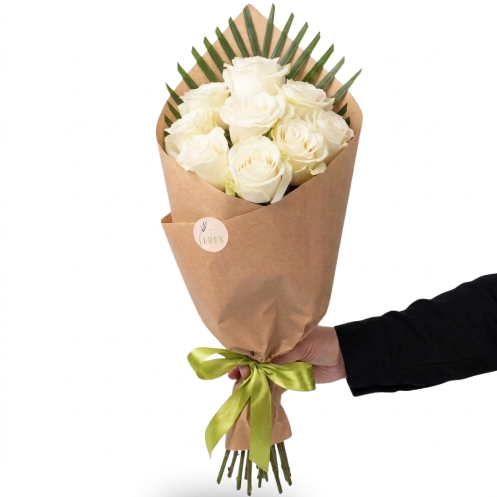 Buchet de trandafiri albi - 5 / 7 / 9